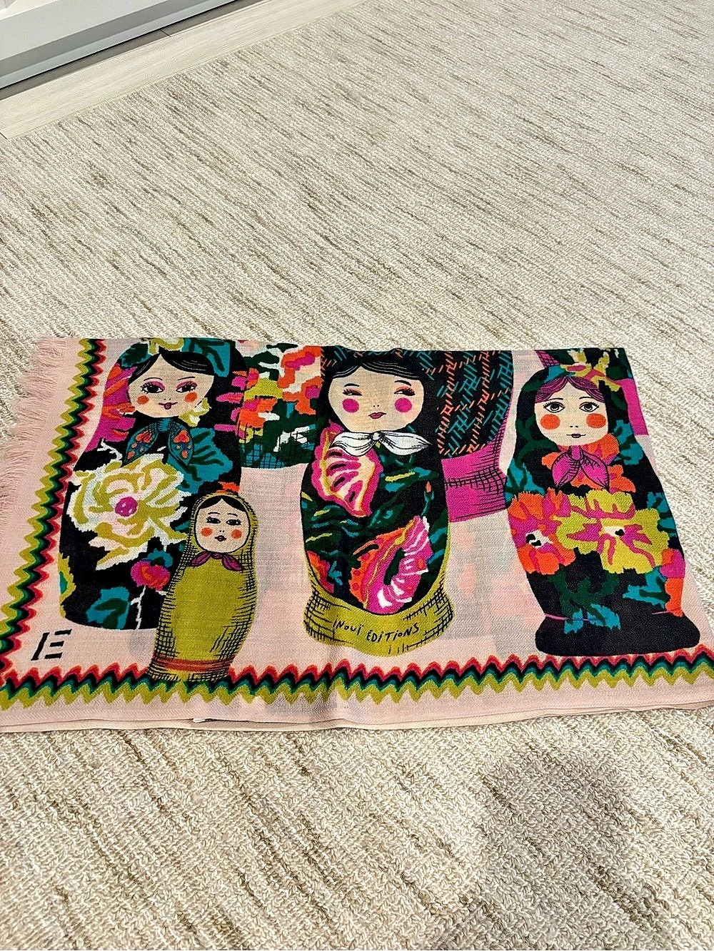 Inoui Editions Matryoshka Doll Print Scarf Wool Silk Scarf